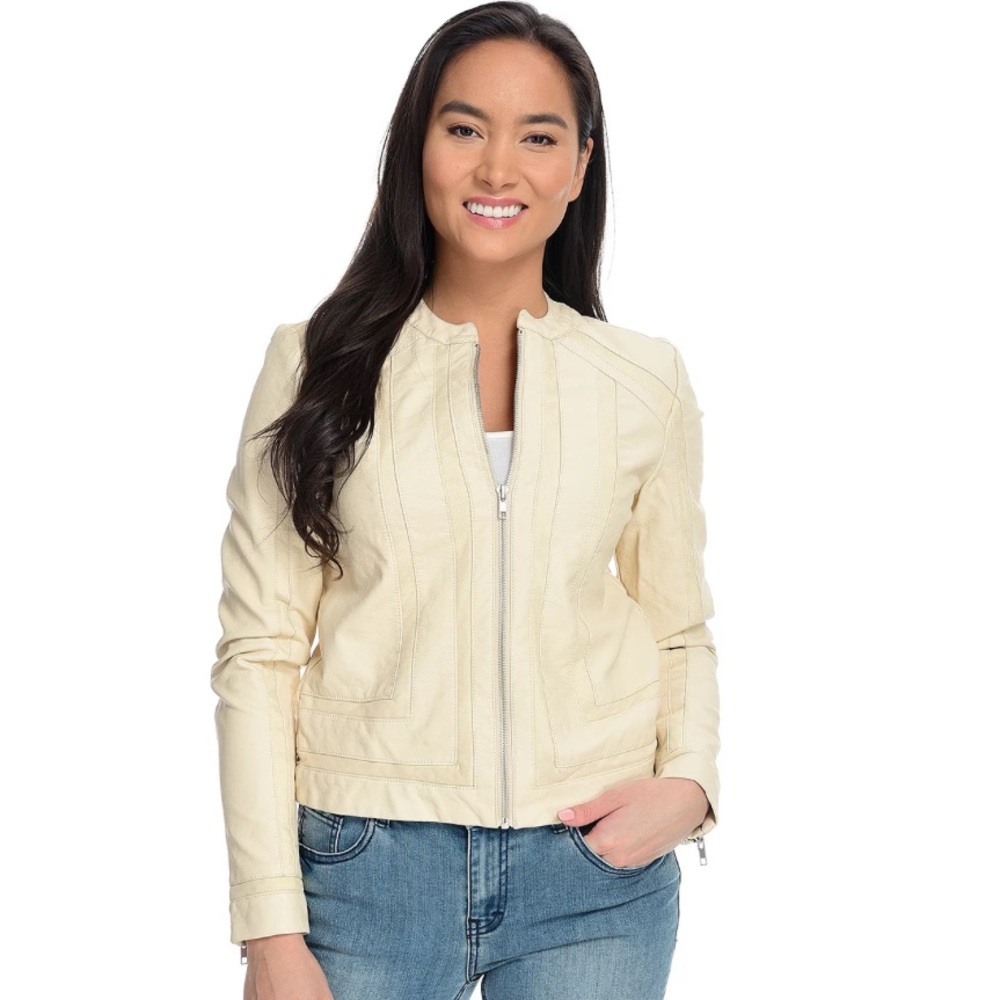 Women’s Kate‎ & Mallory Cream Leather Jacket